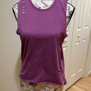 NWT Exist Purple Distressed Shredded Sleeveless Women's Tank Top Sz Small